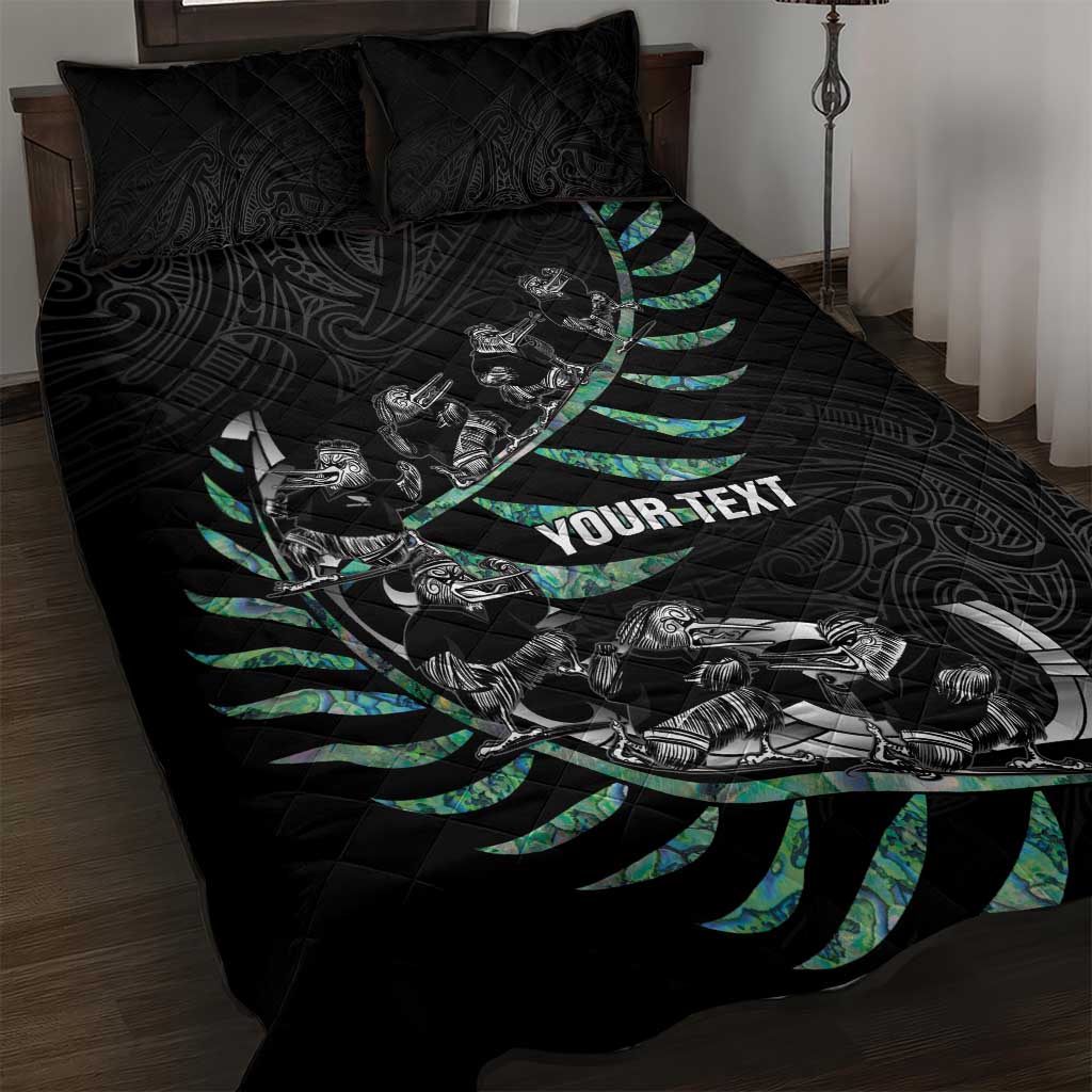 Custom New Zealand Silver Fern Rugby Quilt Bed Set Aotearoa Kiwi Maori Pattern