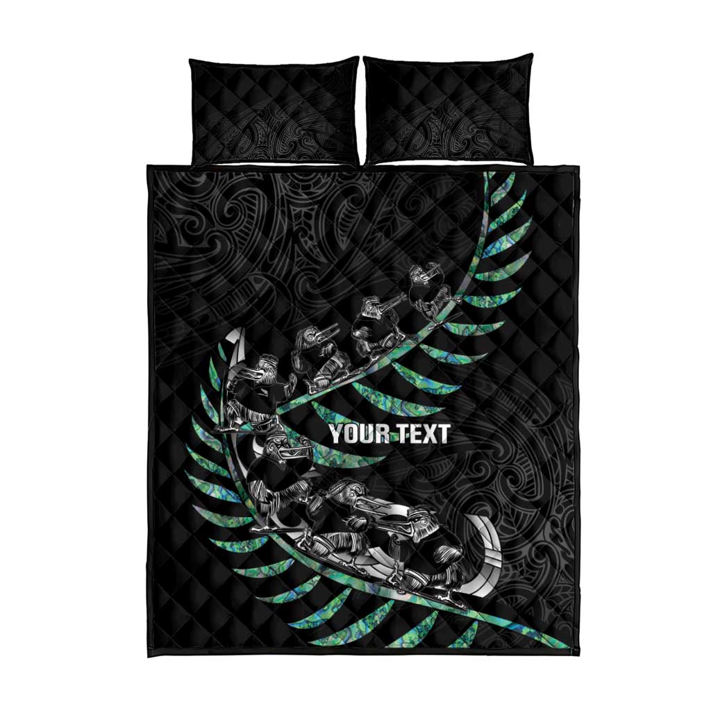 Custom New Zealand Silver Fern Rugby Quilt Bed Set Aotearoa Kiwi Maori Pattern