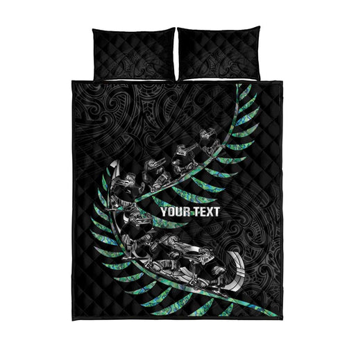 Custom New Zealand Silver Fern Rugby Quilt Bed Set Aotearoa Kiwi Maori Pattern