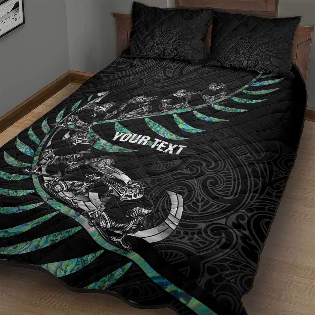 Custom New Zealand Silver Fern Rugby Quilt Bed Set Aotearoa Kiwi Maori Pattern