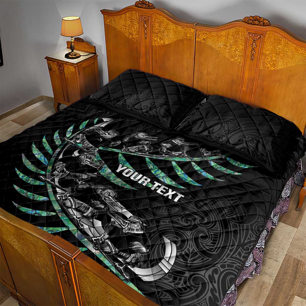 Custom New Zealand Silver Fern Rugby Quilt Bed Set Aotearoa Kiwi Maori Pattern
