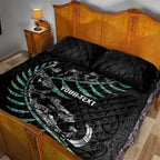 Custom New Zealand Silver Fern Rugby Quilt Bed Set Aotearoa Kiwi Maori Pattern