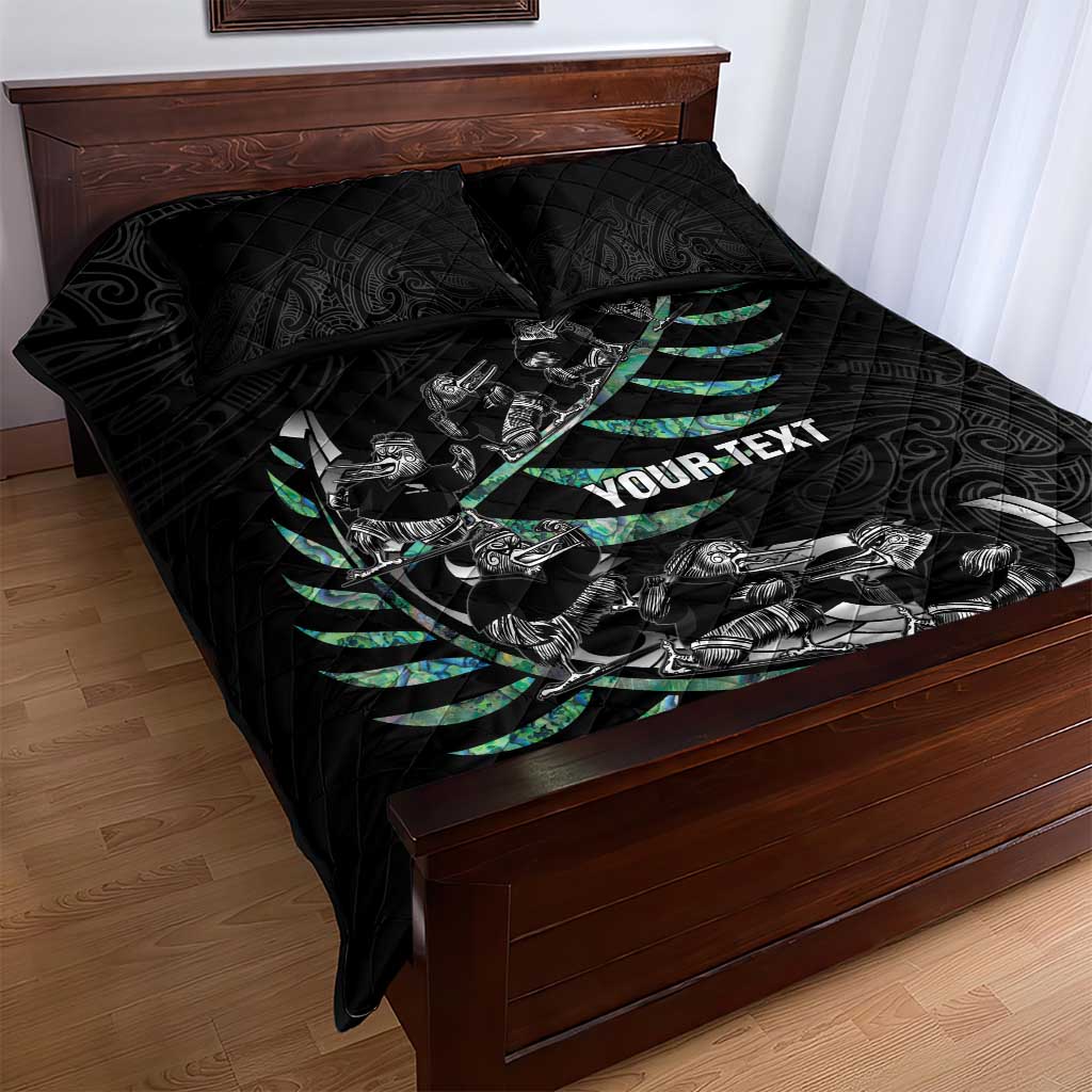 Custom New Zealand Silver Fern Rugby Quilt Bed Set Aotearoa Kiwi Maori Pattern