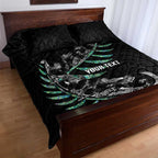 Custom New Zealand Silver Fern Rugby Quilt Bed Set Aotearoa Kiwi Maori Pattern