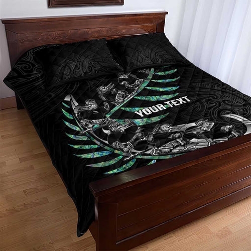 Custom New Zealand Silver Fern Rugby Quilt Bed Set Aotearoa Kiwi Maori Pattern
