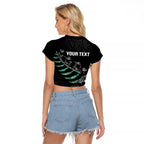 Custom New Zealand Silver Fern Rugby Raglan Cropped T Shirt Aotearoa Kiwi Maori Pattern