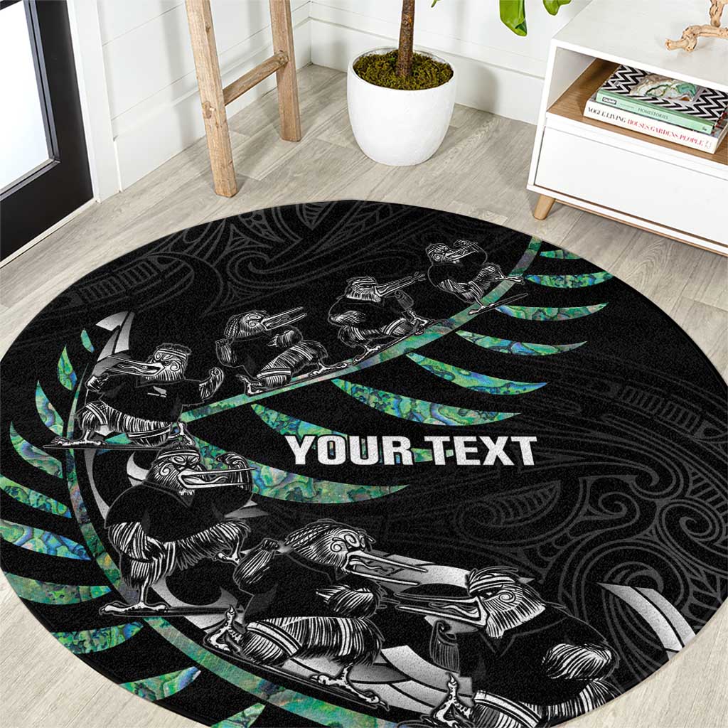 Custom New Zealand Silver Fern Rugby Round Carpet Aotearoa Kiwi Maori Pattern