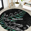 Custom New Zealand Silver Fern Rugby Round Carpet Aotearoa Kiwi Maori Pattern