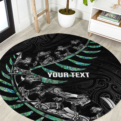 Custom New Zealand Silver Fern Rugby Round Carpet Aotearoa Kiwi Maori Pattern