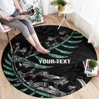 Custom New Zealand Silver Fern Rugby Round Carpet Aotearoa Kiwi Maori Pattern