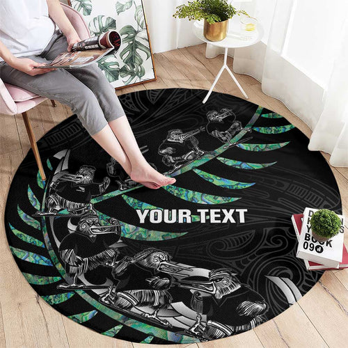 Custom New Zealand Silver Fern Rugby Round Carpet Aotearoa Kiwi Maori Pattern