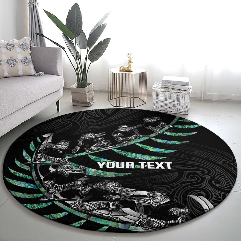 Custom New Zealand Silver Fern Rugby Round Carpet Aotearoa Kiwi Maori Pattern