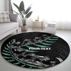Custom New Zealand Silver Fern Rugby Round Carpet Aotearoa Kiwi Maori Pattern