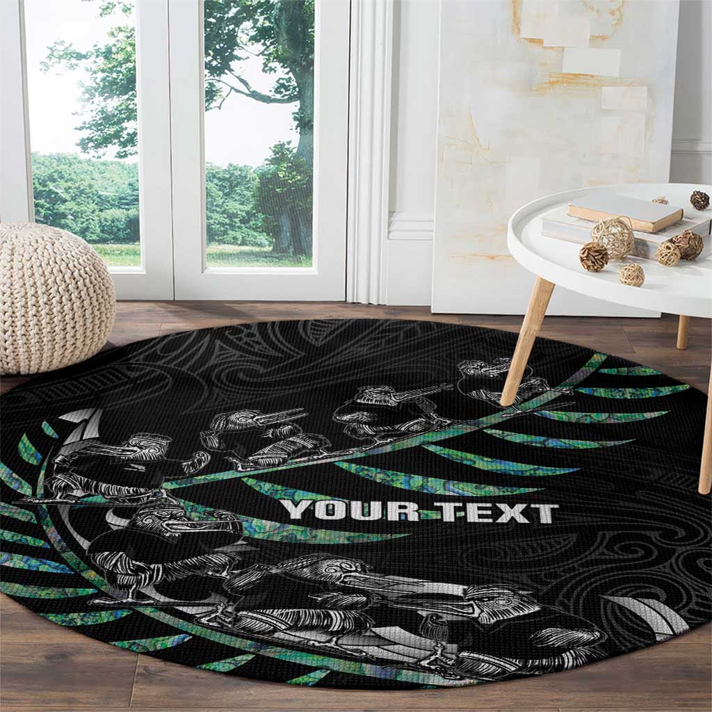Custom New Zealand Silver Fern Rugby Round Carpet Aotearoa Kiwi Maori Pattern
