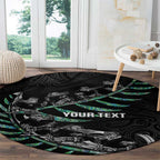 Custom New Zealand Silver Fern Rugby Round Carpet Aotearoa Kiwi Maori Pattern