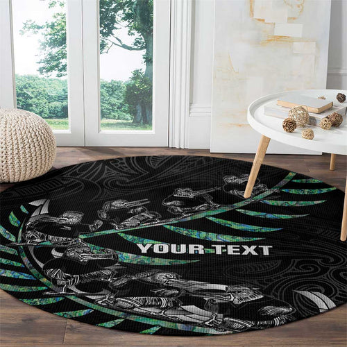 Custom New Zealand Silver Fern Rugby Round Carpet Aotearoa Kiwi Maori Pattern