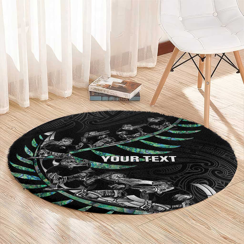 Custom New Zealand Silver Fern Rugby Round Carpet Aotearoa Kiwi Maori Pattern