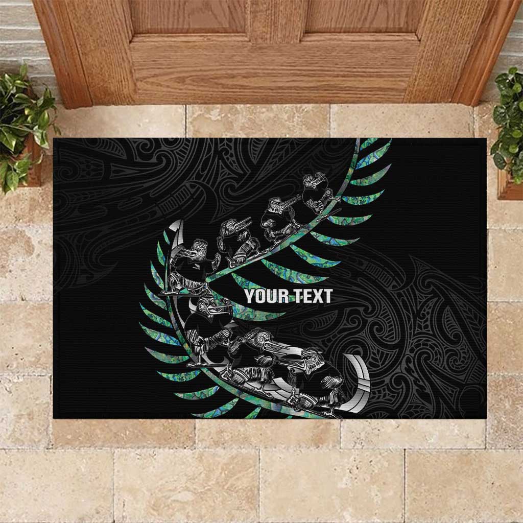 Custom New Zealand Silver Fern Rugby Rubber Doormat Aotearoa Kiwi Maori Pattern