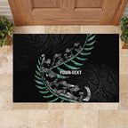 Custom New Zealand Silver Fern Rugby Rubber Doormat Aotearoa Kiwi Maori Pattern