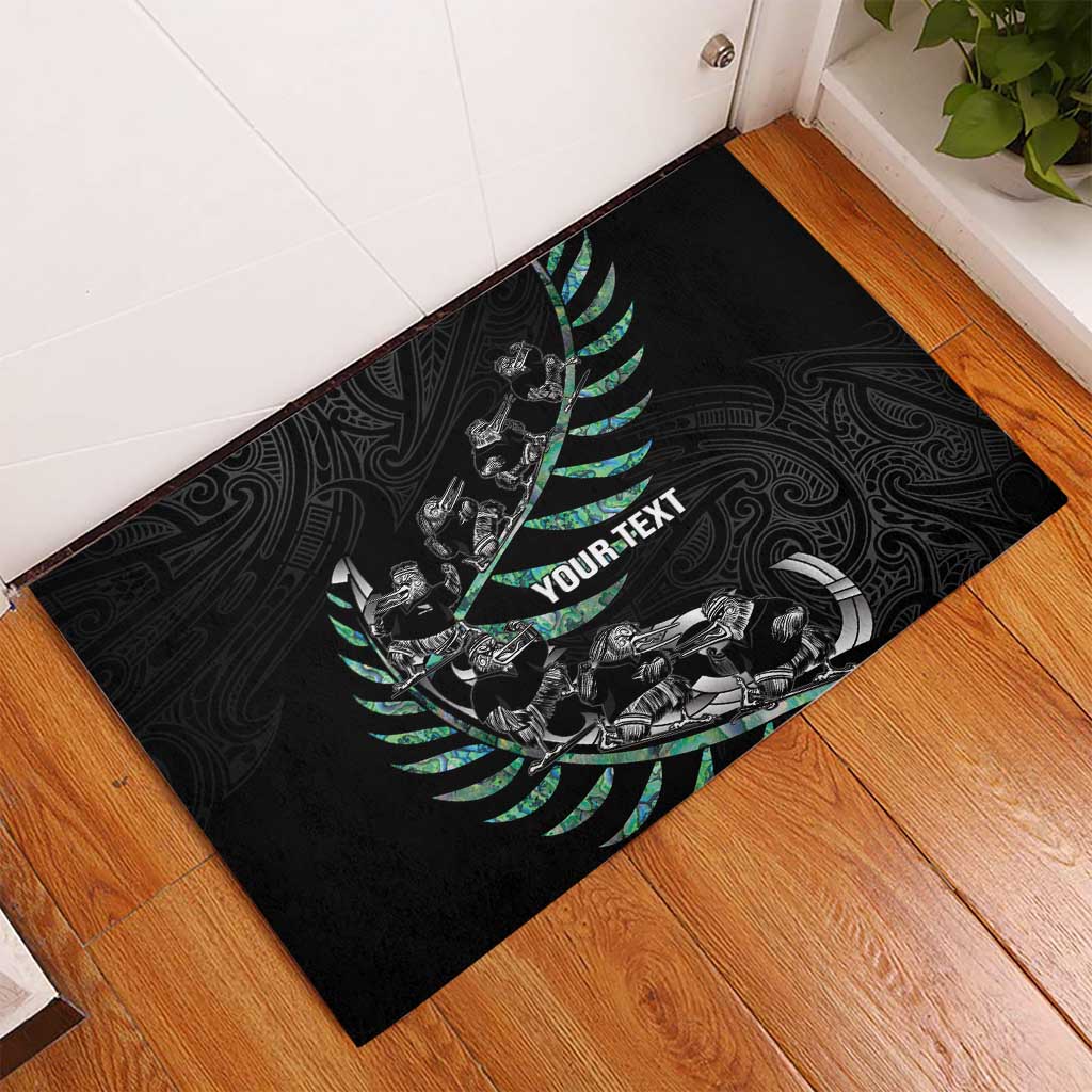 Custom New Zealand Silver Fern Rugby Rubber Doormat Aotearoa Kiwi Maori Pattern