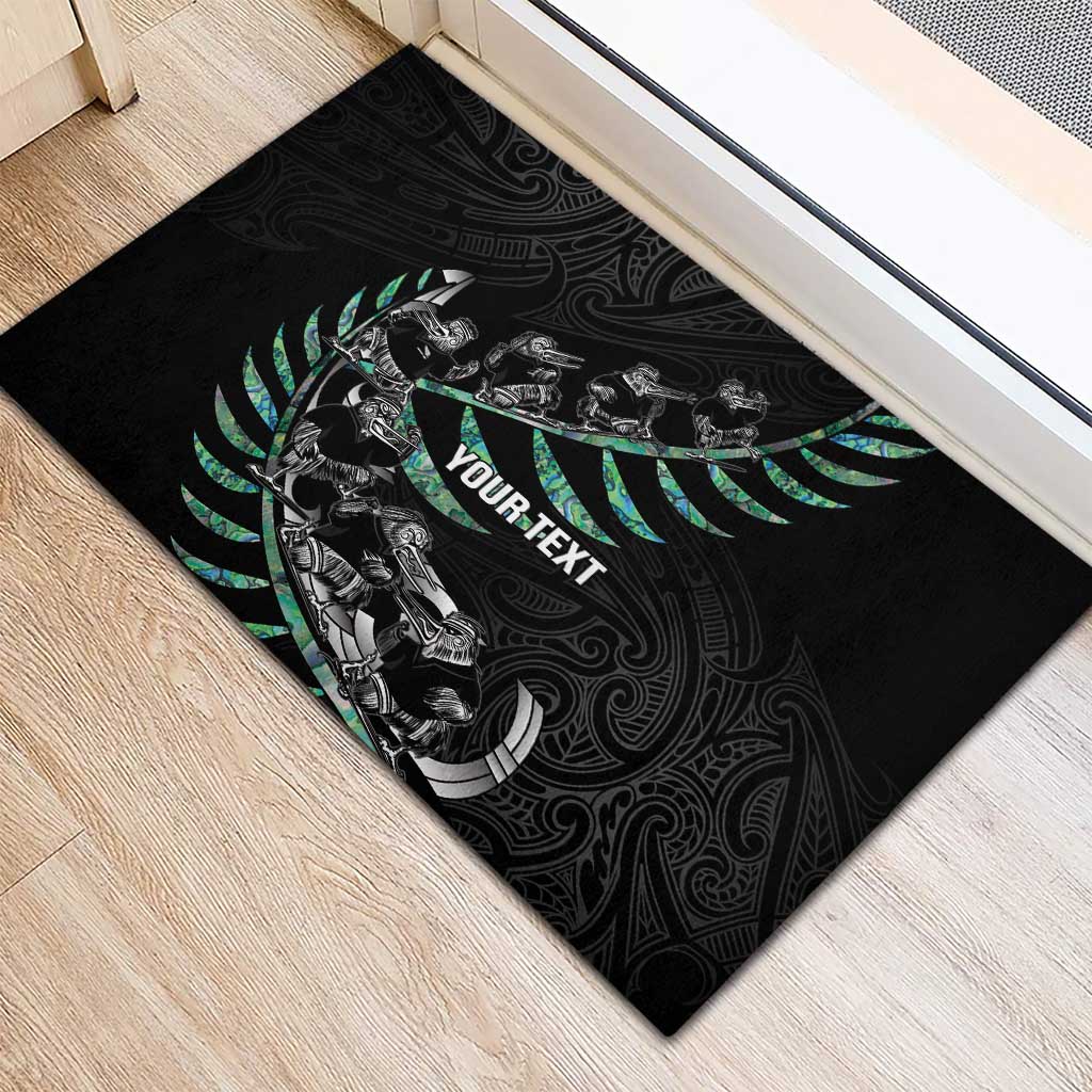 Custom New Zealand Silver Fern Rugby Rubber Doormat Aotearoa Kiwi Maori Pattern