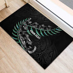 Custom New Zealand Silver Fern Rugby Rubber Doormat Aotearoa Kiwi Maori Pattern