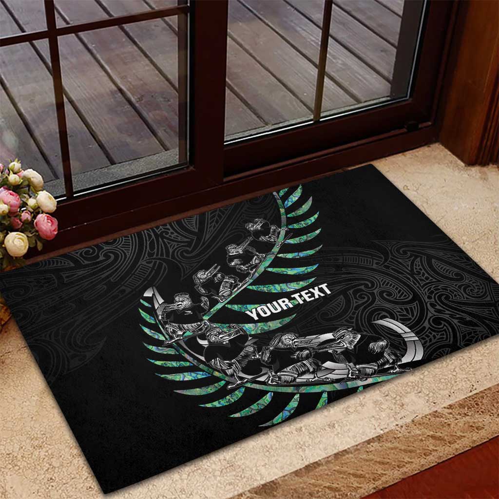 Custom New Zealand Silver Fern Rugby Rubber Doormat Aotearoa Kiwi Maori Pattern