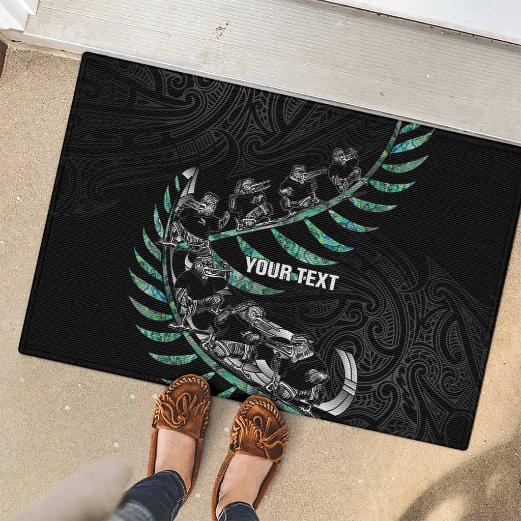 Custom New Zealand Silver Fern Rugby Rubber Doormat Aotearoa Kiwi Maori Pattern