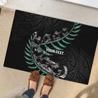 Custom New Zealand Silver Fern Rugby Rubber Doormat Aotearoa Kiwi Maori Pattern
