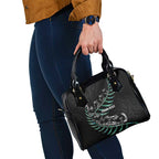 Custom New Zealand Silver Fern Rugby Shoulder Handbag Aotearoa Kiwi Maori Pattern