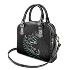 Custom New Zealand Silver Fern Rugby Shoulder Handbag Aotearoa Kiwi Maori Pattern