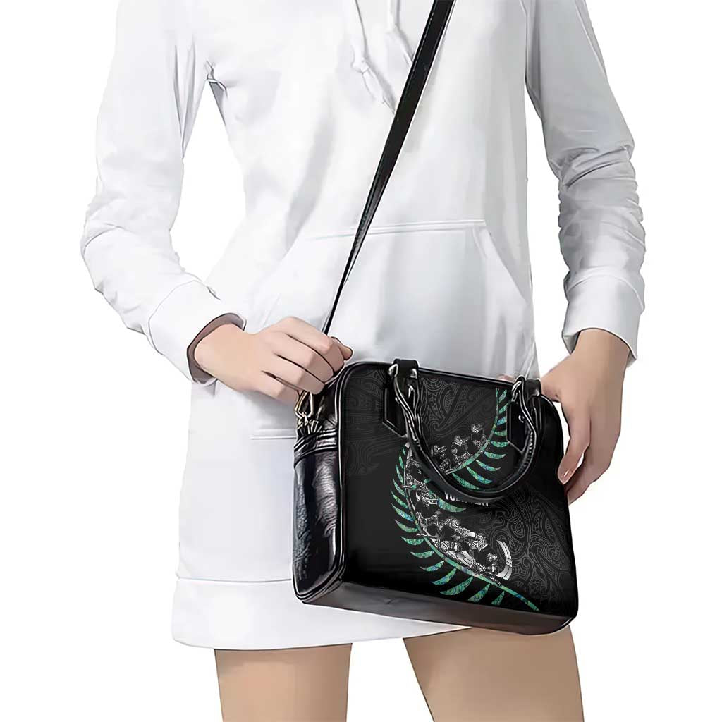 Custom New Zealand Silver Fern Rugby Shoulder Handbag Aotearoa Kiwi Maori Pattern