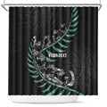 Custom New Zealand Silver Fern Rugby Shower Curtain Aotearoa Kiwi Maori Pattern