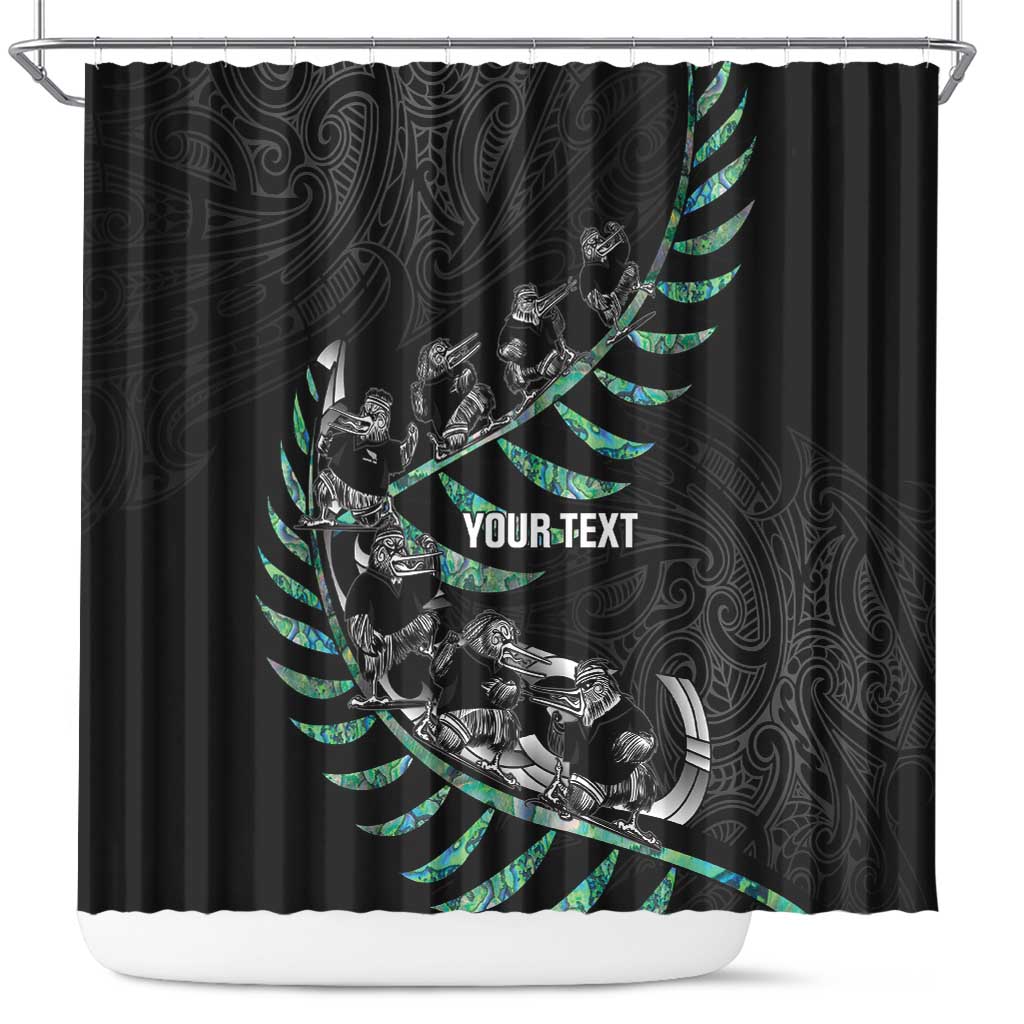 Custom New Zealand Silver Fern Rugby Shower Curtain Aotearoa Kiwi Maori Pattern