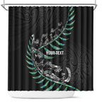 Custom New Zealand Silver Fern Rugby Shower Curtain Aotearoa Kiwi Maori Pattern