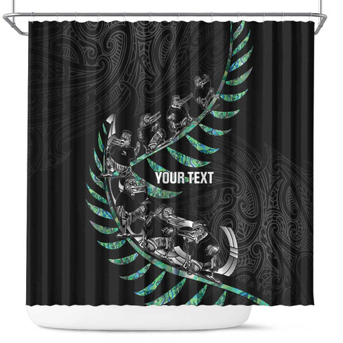Custom New Zealand Silver Fern Rugby Shower Curtain Aotearoa Kiwi Maori Pattern