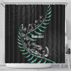 Custom New Zealand Silver Fern Rugby Shower Curtain Aotearoa Kiwi Maori Pattern