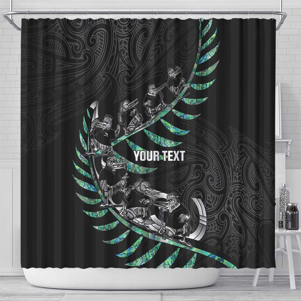 Custom New Zealand Silver Fern Rugby Shower Curtain Aotearoa Kiwi Maori Pattern