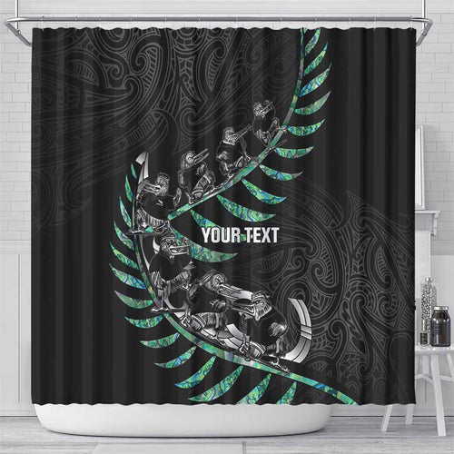 Custom New Zealand Silver Fern Rugby Shower Curtain Aotearoa Kiwi Maori Pattern