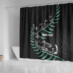 Custom New Zealand Silver Fern Rugby Shower Curtain Aotearoa Kiwi Maori Pattern