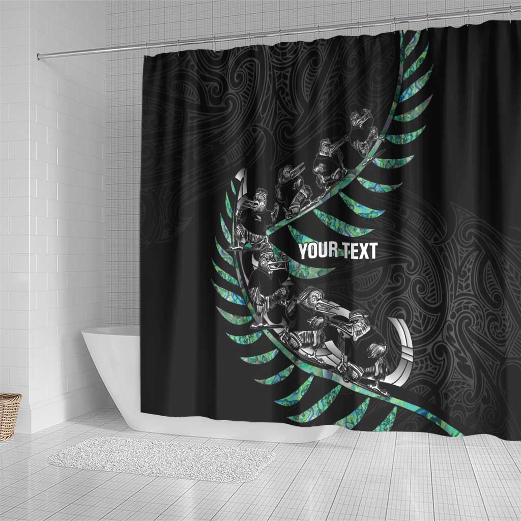 Custom New Zealand Silver Fern Rugby Shower Curtain Aotearoa Kiwi Maori Pattern