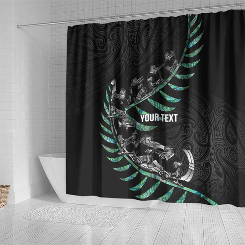 Custom New Zealand Silver Fern Rugby Shower Curtain Aotearoa Kiwi Maori Pattern