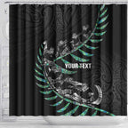 Custom New Zealand Silver Fern Rugby Shower Curtain Aotearoa Kiwi Maori Pattern