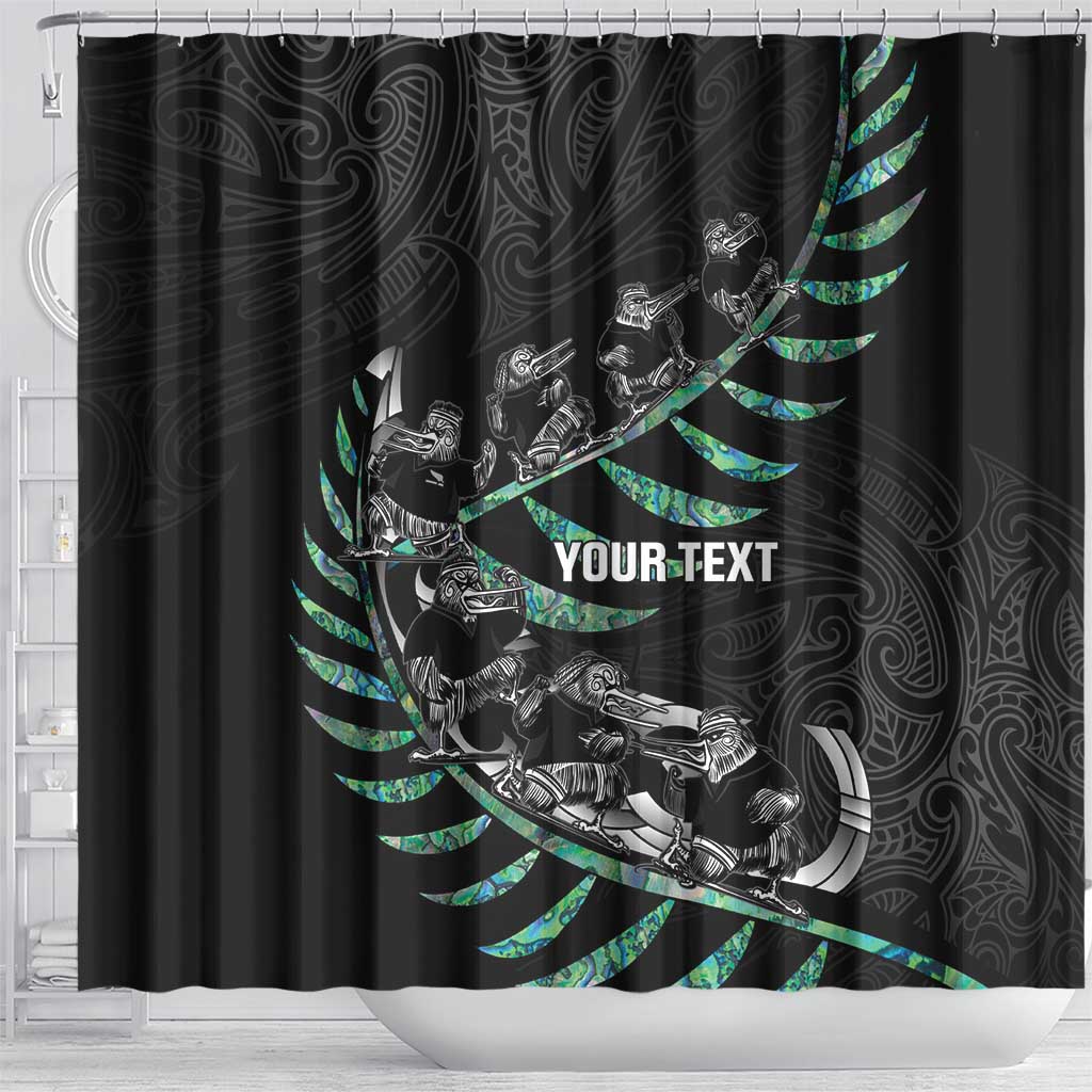 Custom New Zealand Silver Fern Rugby Shower Curtain Aotearoa Kiwi Maori Pattern
