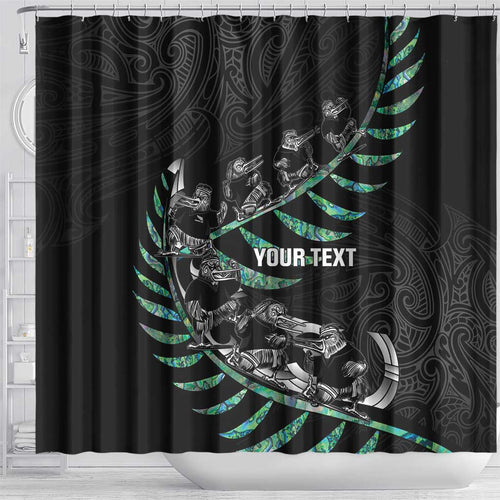 Custom New Zealand Silver Fern Rugby Shower Curtain Aotearoa Kiwi Maori Pattern