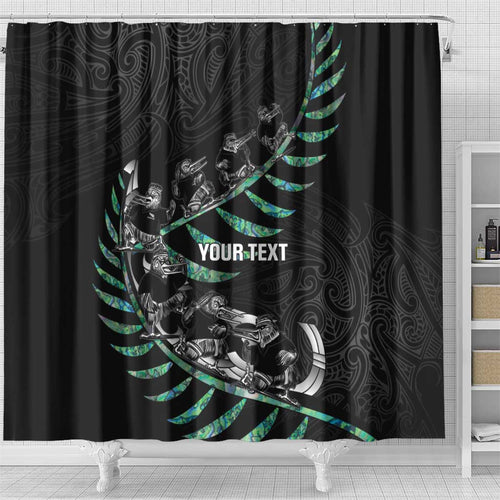 Custom New Zealand Silver Fern Rugby Shower Curtain Aotearoa Kiwi Maori Pattern