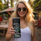 Custom New Zealand Silver Fern Rugby Skinny Tumbler Aotearoa Kiwi Maori Pattern