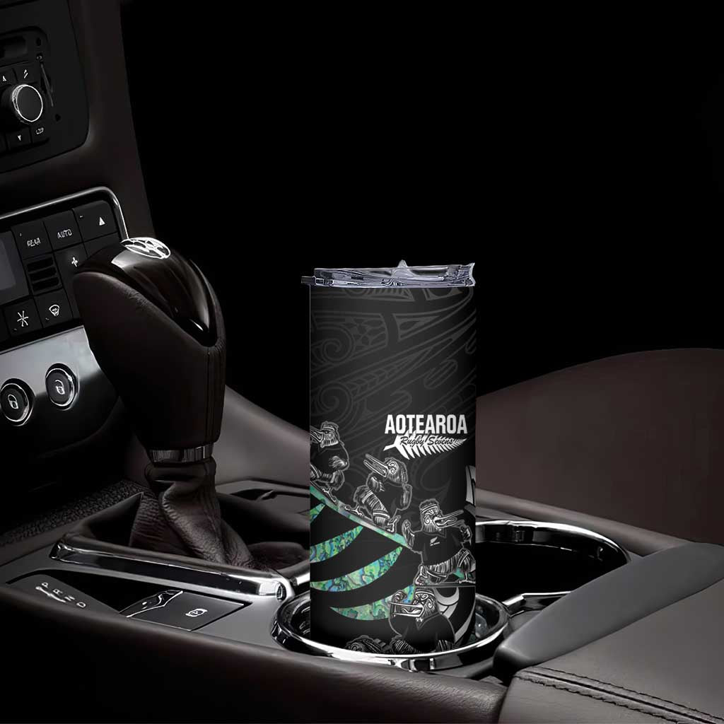 Custom New Zealand Silver Fern Rugby Skinny Tumbler Aotearoa Kiwi Maori Pattern