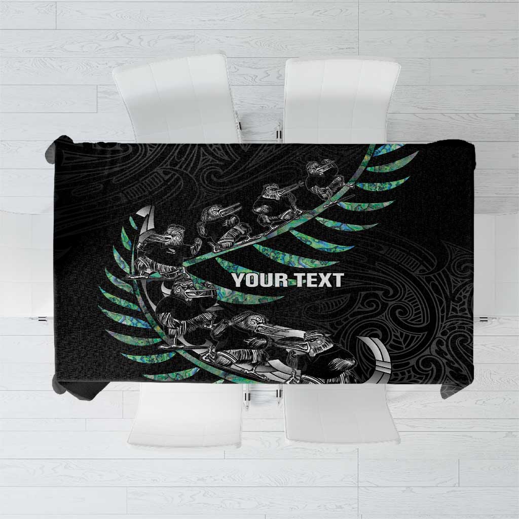 Custom New Zealand Silver Fern Rugby Tablecloth Aotearoa Kiwi Maori Pattern