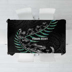 Custom New Zealand Silver Fern Rugby Tablecloth Aotearoa Kiwi Maori Pattern